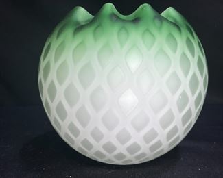 VTG Mt Washington Satin Quilted MOP Rose Bowl