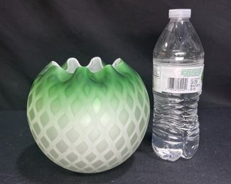 VTG Mt Washington Satin Quilted MOP Rose Bowl