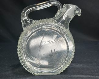 VTG Thick Glass Clear Handled Lilted Decanter