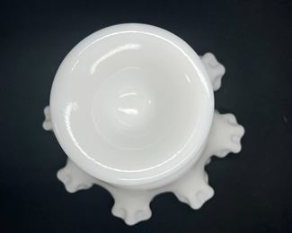Westmoreland Milk Glass Ruffled Edge Compote