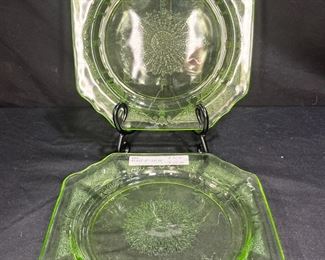 2 Anchor Hocking Uranium Glass Plates