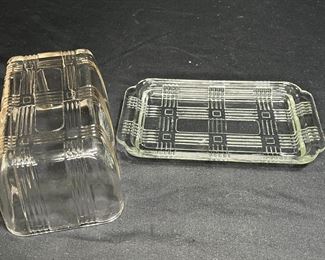 VTG Hazel Atlas Criss Cross 1 lb. Butter Dish