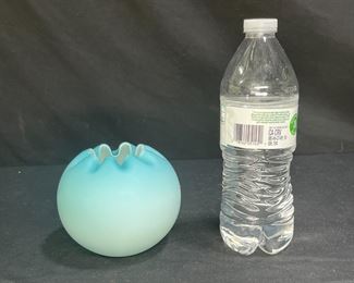 Mt Washington Blue Satin Rose Bowl