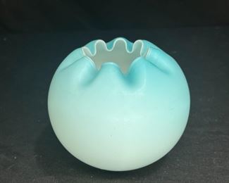 Mt Washington Blue Satin Rose Bowl