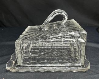 VTG 1930's Pressed Glass Lidded Cheese Dish