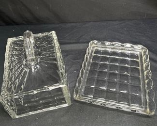 VTG 1930's Pressed Glass Lidded Cheese Dish