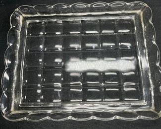 VTG 1930's Pressed Glass Lidded Cheese Dish