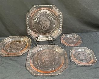 5 Mayfare Open Rose Plates