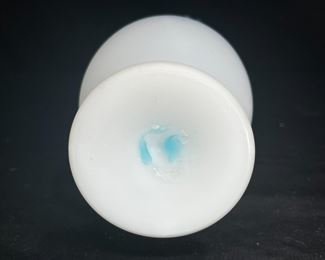 VTG Fenton Satin Glass Blue to White Ruffle Vase