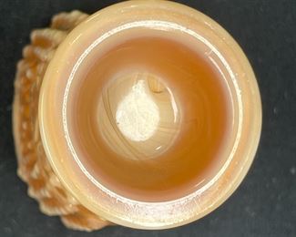 Greentown Antique Choc Slag Glass Toothpick Holder