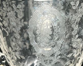 Tiffin June Night Etched Clear Glass Cream & Sugar