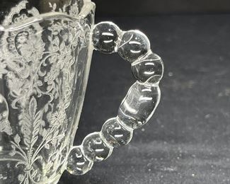 Tiffin June Night Etched Clear Glass Cream & Sugar