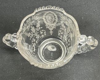 Tiffin June Night Etched Clear Glass Cream & Sugar