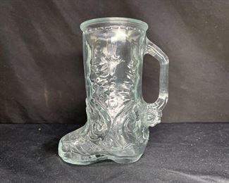 VTG Libby 16oz Glass Cowboy Boot Mug