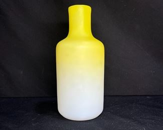 Antique Victorian Cased Glass Yellow to White Vase
