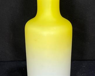 Antique Victorian Cased Glass Yellow to White Vase