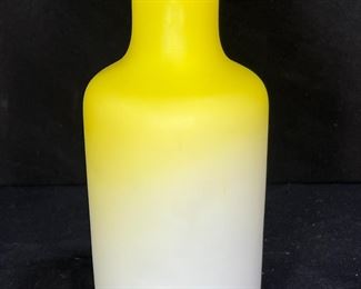 Antique Victorian Cased Glass Yellow to White Vase