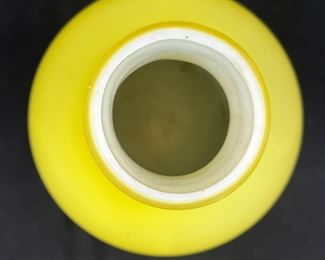 Antique Victorian Cased Glass Yellow to White Vase