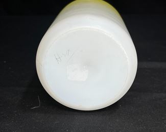 Antique Victorian Cased Glass Yellow to White Vase