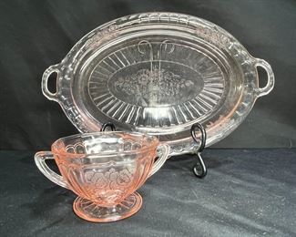 VTG Mayfair Pink Open Rose Platter & Sugar Bowl