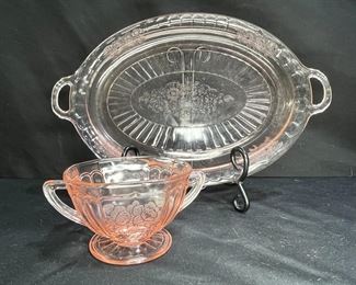 VTG Mayfair Pink Open Rose Platter & Sugar Bowl