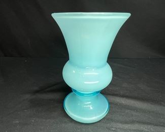 Vintage Czeck Cased Glass Blue Vase