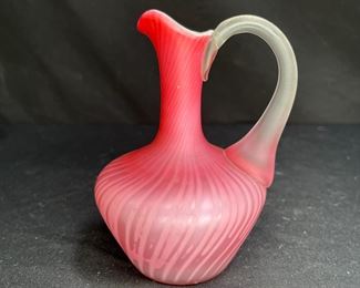 Mt Washington MOP Satin Glass Pink Swirl Cruet