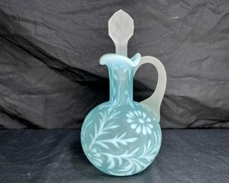 Victorian Blue Opalescent Daisy & Fern Cruet