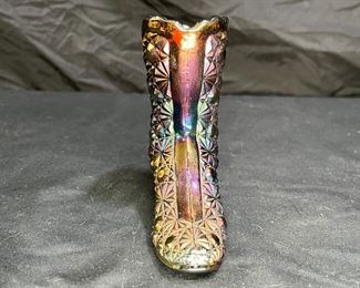 Fenton Purple Daisy & Button Carnival Glass Boot