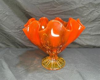 L.E. Smith Simplicity Flame Amberina Compote