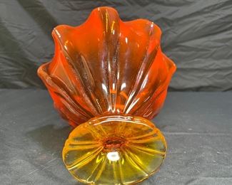 L.E. Smith Simplicity Flame Amberina Compote