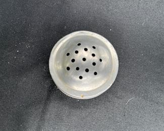 Hocking Milk glass "Vitrock" Blue Circle Salt