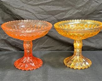 2 Jeanette Glass Windsor Compotes