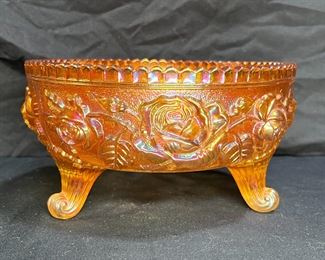 VTG Imperial Roses Marigold Carnival Glass Bowl