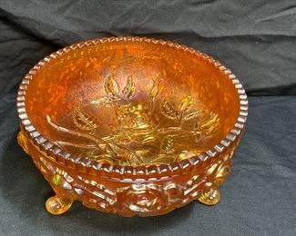 VTG Imperial Roses Marigold Carnival Glass Bowl