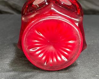 VTG Fostoria Ruby Coin Glass Covered Dish