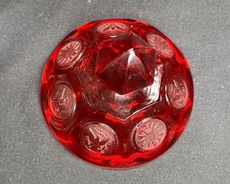 VTG Fostoria Ruby Coin Glass Covered Dish