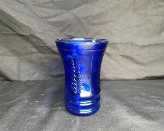 VTG Colbalt Feather Plates, Tumblers, & Bottle