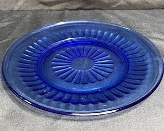 VTG Colbalt Feather Plates, Tumblers, & Bottle