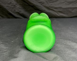 Fenton Green Bubble Optic Pinch Vase