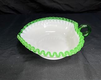 RARE Fenton Emerald Crest Heart Shaped Relish