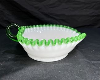 RARE Fenton Emerald Crest Heart Shaped Relish