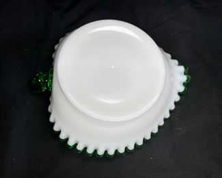 RARE Fenton Emerald Crest Heart Shaped Relish