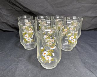 7 VTG Libbey Handpainted Daisy Juice Glasses