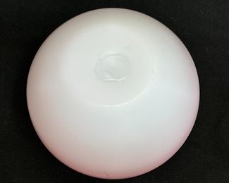 Fenton Pink Satin White Cased Rose Bowl