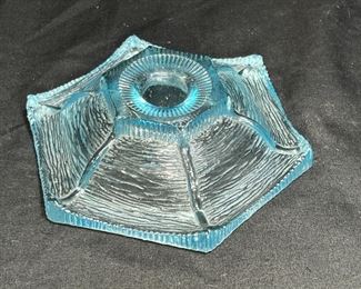 VTG L.E. Smith Aqua Candle Holder