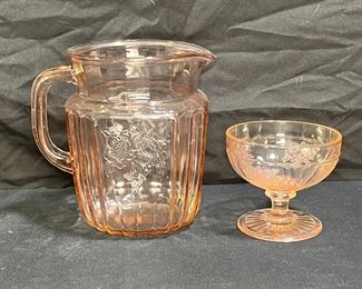 Mayfair Open Rose Pitcher and Sherbet Glass