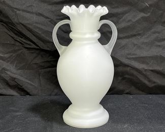 ATQ Mt Washington Ruffle Edge Frosted Glass Urn