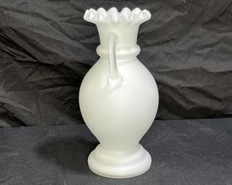 ATQ Mt Washington Ruffle Edge Frosted Glass Urn