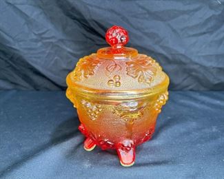 2 VTG Jeanette & Blenko Candy Dish & Bottle
